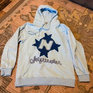Aelfric Eden Light Blue Hoodie with Navy Star Design